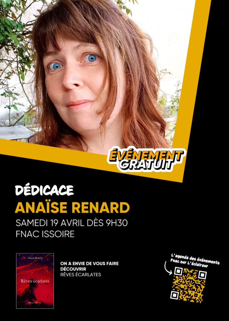 Anaïse Renard en dédicace à la Fnac d'Issoire pour Rêves écarlates - DR Anaïse Renard / Fnac d'Issoire