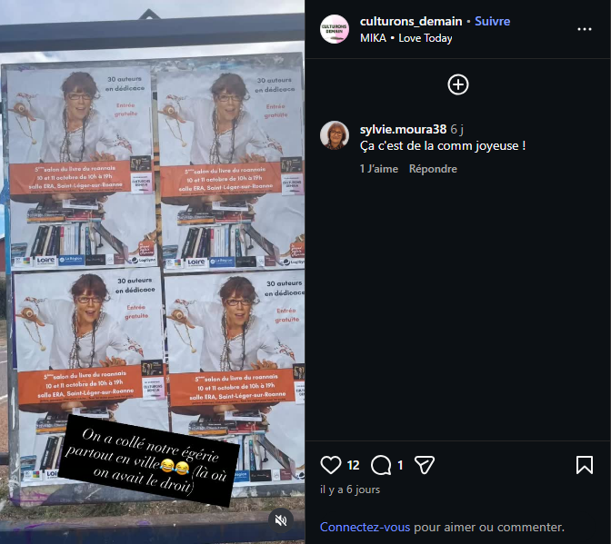 Campagne de communication du salon du livre du Roannais sur Instagram